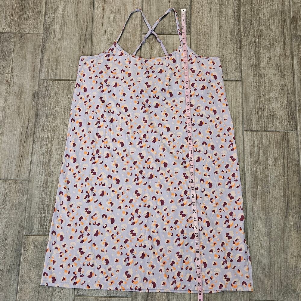Pact Organic Cotton Slip‎ Dress Womens XL Purple Orange Print Cross Back Casual - Picture 2 of 10